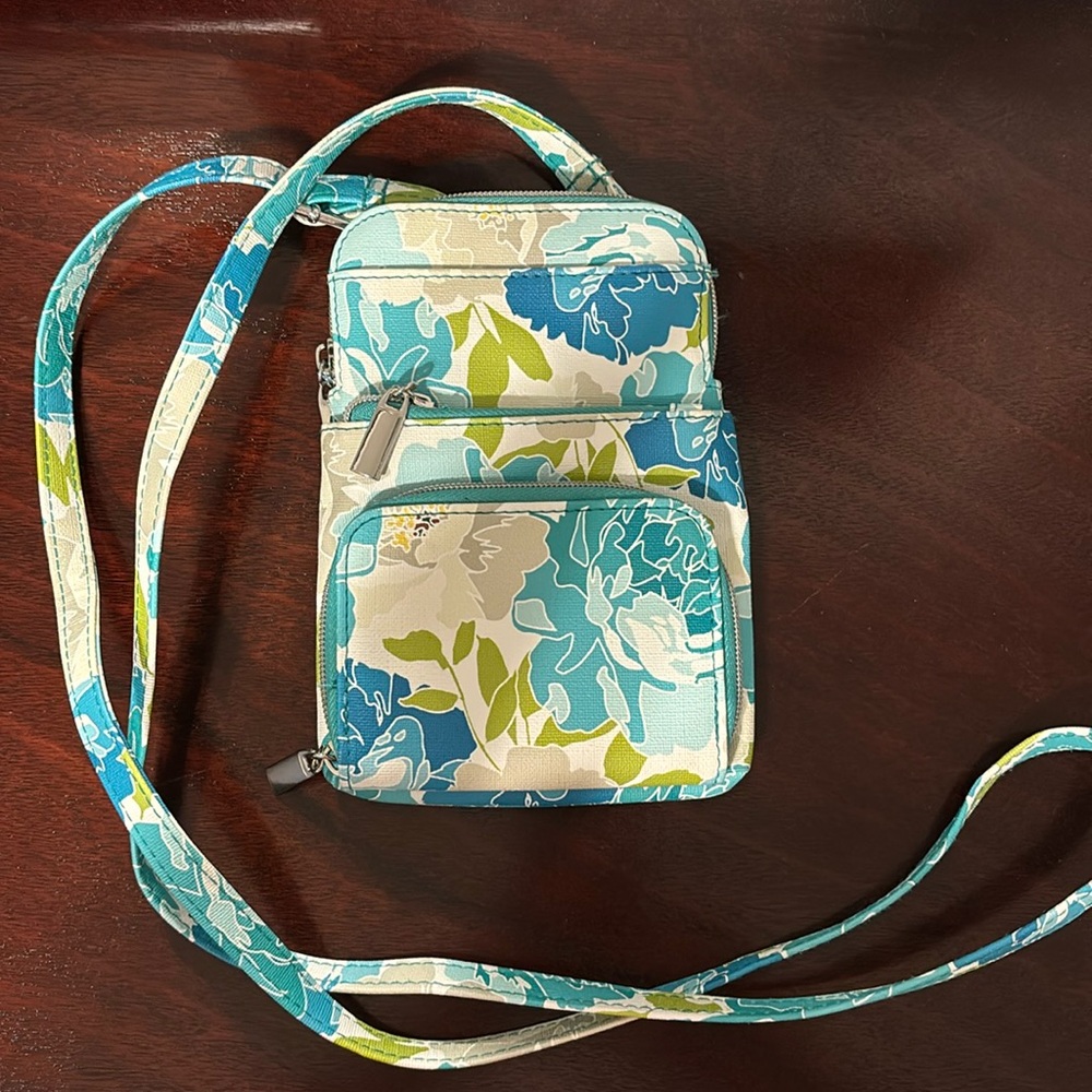 Aqua Floral Cross Body Purse
